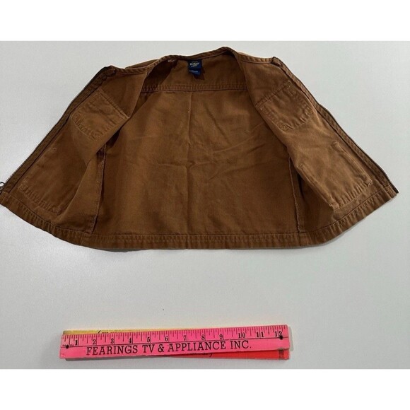 Vintage Oshkosh B'Gosh Dark Khaki Unisex Canvas Vest Cotton 24 months Hole - Picture 9 of 9